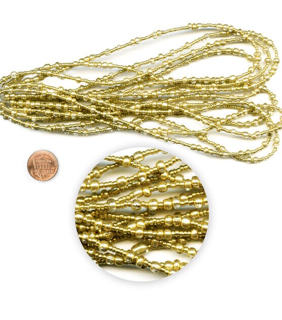 6.5" Metallic Gold Glass Seed Bead Strands by hildie & jo