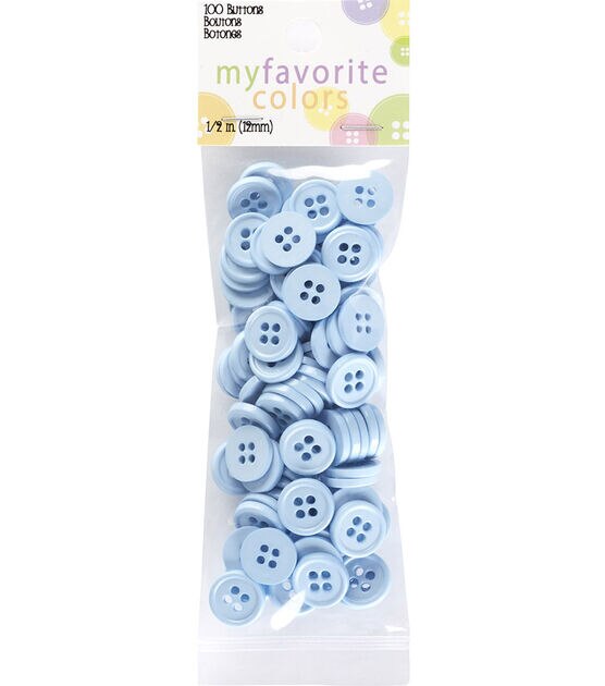 My Favorite Colors 1/2" Light Blue Round 4 Hole Buttons 100pk