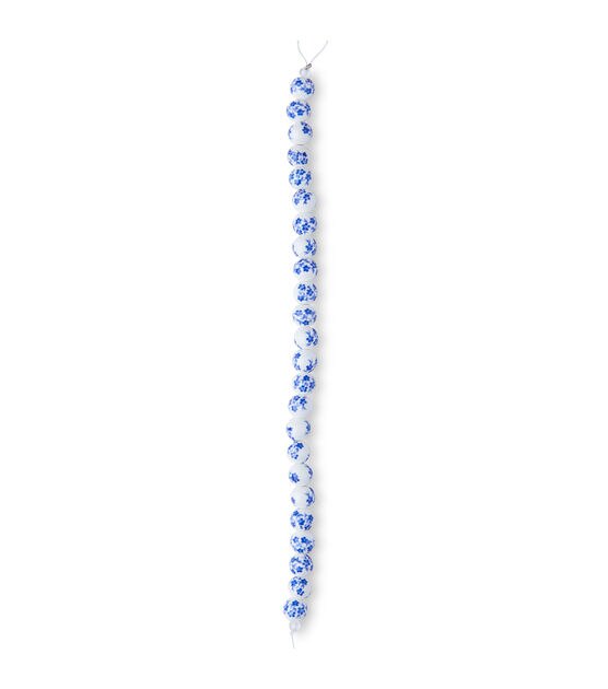 7" Blue Flowers on White Ceramic Beads by hildie & jo, , hi-res, image 2