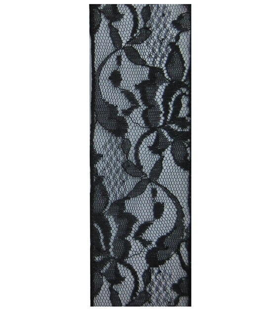 Decorative Ribbon 2.5''x15' Lace Ribbon Black, , hi-res, image 2