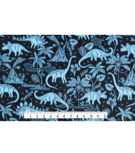 Blue Dino Scenic Anti Pill Fleece Fabric, , hi-res, image 4