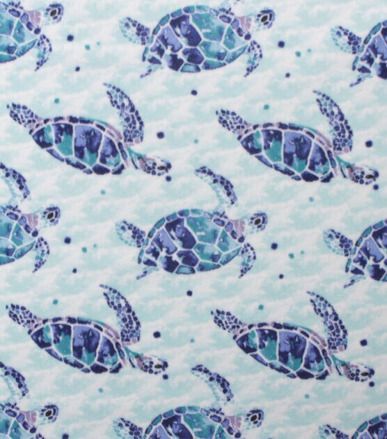 Watercolor Sea Turtles Anti Pill Fleece Fabric, , hi-res, image 2