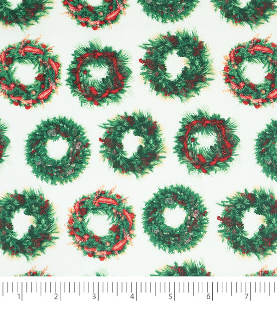 Singer Green & Red Wreaths Christmas Cotton Fabric