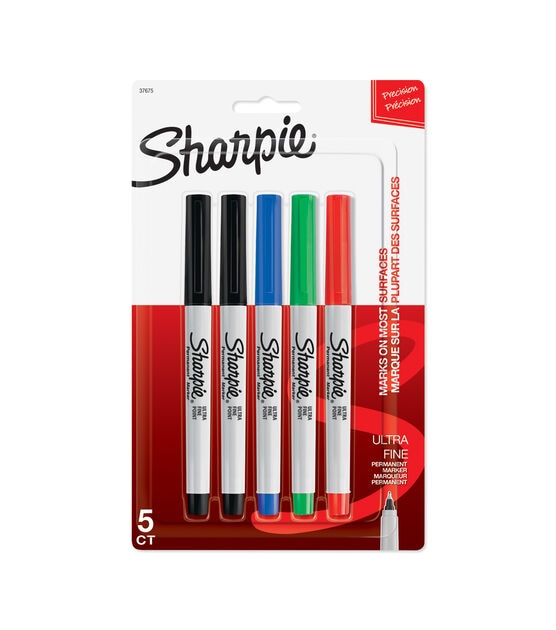 Sanford Sharpie Ultra Fine Point Color Assortment 5Pk Red, Blue, Green, 2 Black