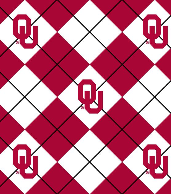 University of Oklahoma Sooners Fleece Fabric Argyle