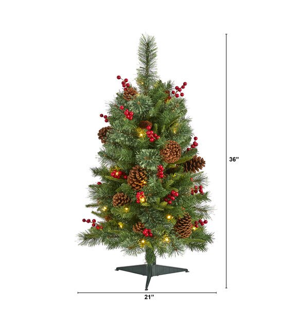 Nearly Natural 3' Clear Pre Lit Norway Mixed Pine Christmas Tree, , hi-res, image 2