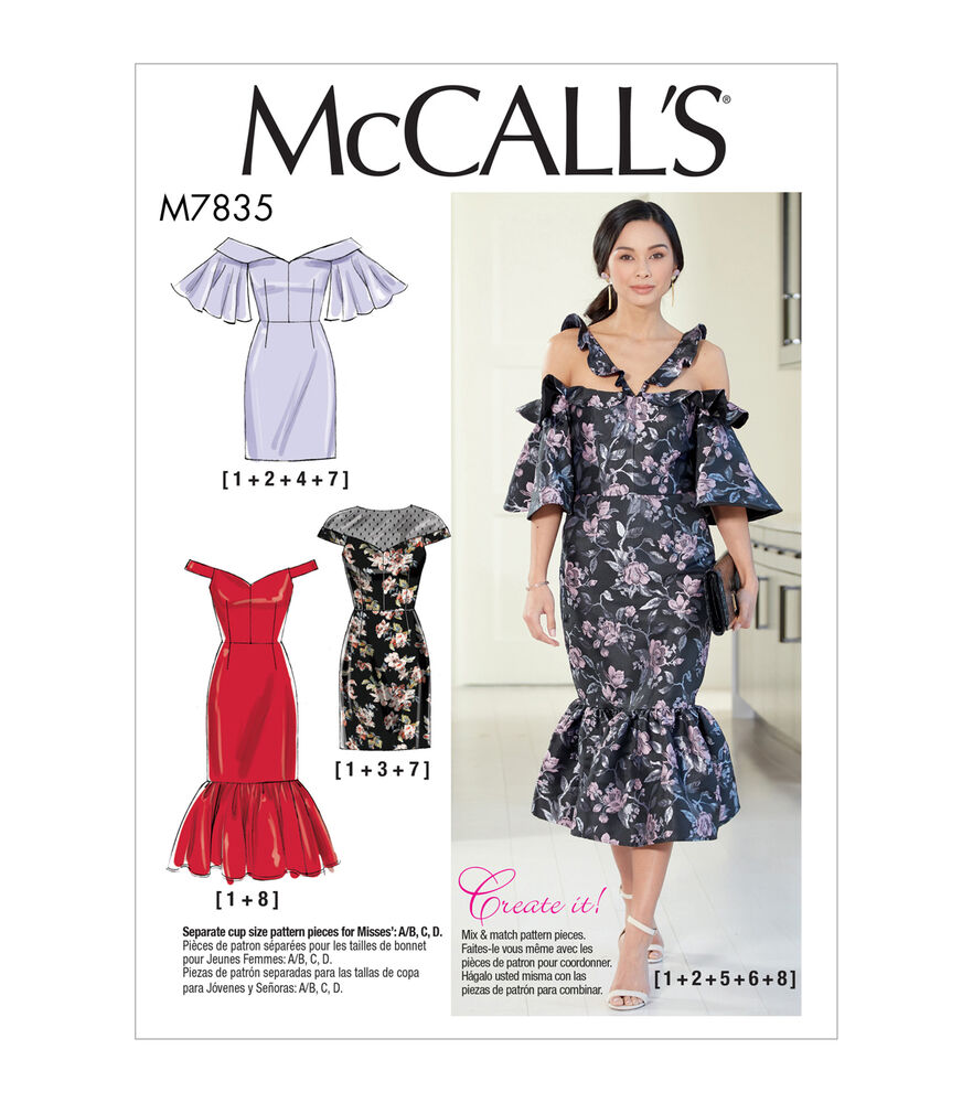 McCall's M7835 Size 6 to 22 Misses Dress Sewing Pattern, E5 (14-16-18-20-22), swatch