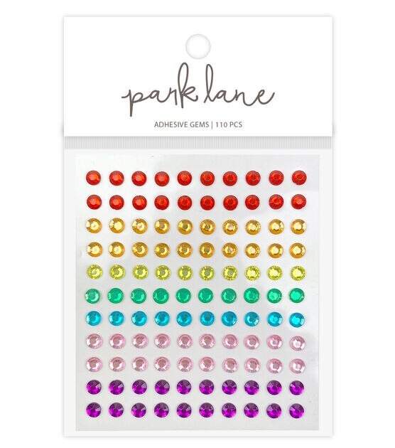 10mm Rainbow Adhesive Gems 48pc by Park Lane