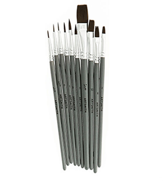 10ct Short Handle Watercolor Brushes - Paint Brush by Shape - Art Supplies & Painting