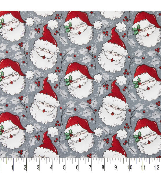 Fabric Traditions Vintage Santa on Gray Christmas Glitter Cotton Fabric, , hi-res, image 3