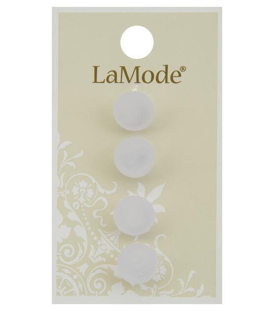 La Mode 7/16" White Round Shank Buttons 4pk