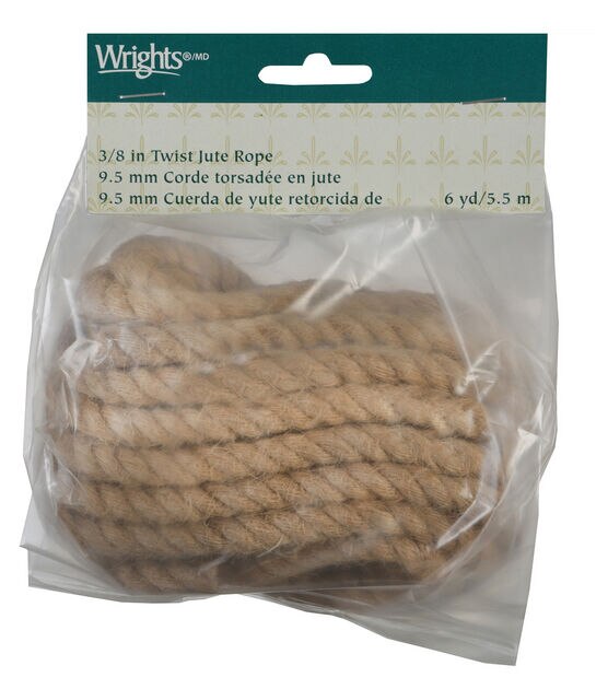 Wrights 3/8 Twist Jute Rope 6 Yds Natural