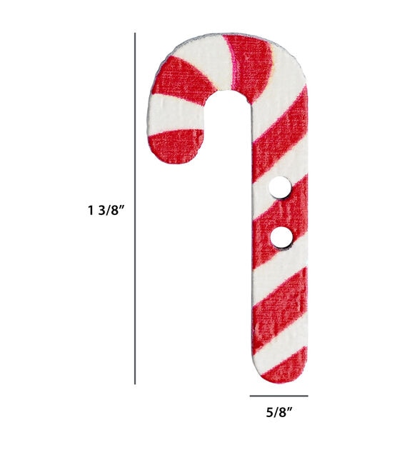 Flair Originals 5/8" White & Red Wood Candy Cane 2 Hole Buttons 6pc, , hi-res, image 4