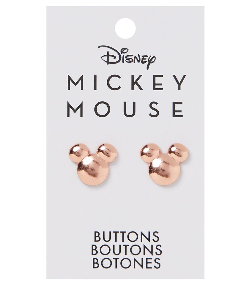 Disney 9/16" Metal Mickey Mouse Shank Buttons 2pk, Rose Gold, swatch