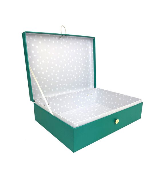 12.5" Teal Rectangle Box With Button Closure, , hi-res, image 2