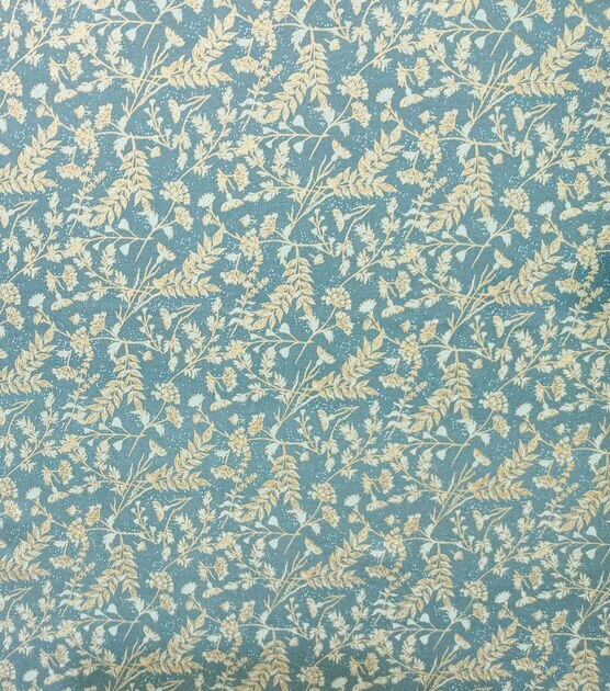 Foliage on Teal Quilt Metallic Cotton Fabric by Keepsake Calico