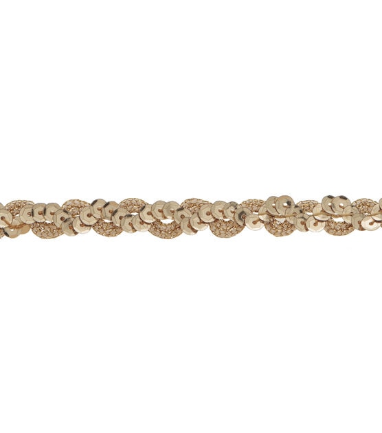 Wrights Sequined Cupped Scroll Trim 0.38'' Gold