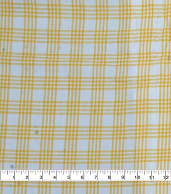 Yellow Plaid Cotton Viscose Shirting Fabric, , hi-res, image 1