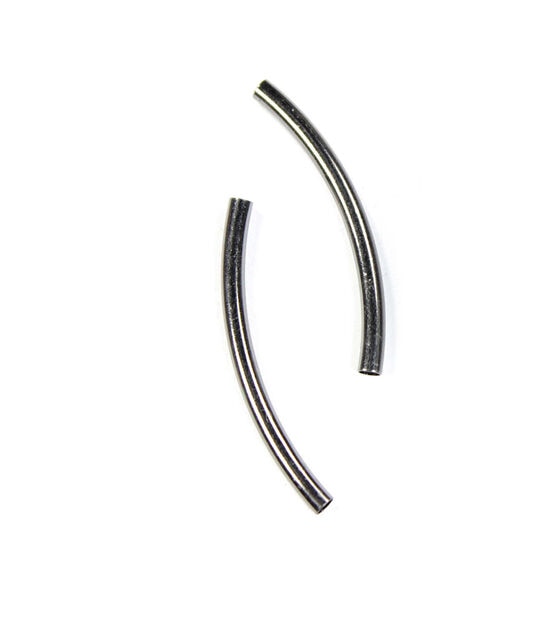 3mm x 40mm Black Nickel Curved Metal Bead Tubes 24pk by hildie & jo
