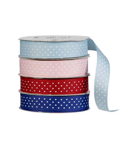 Offray 5/8"x9' Swiss Dots Grosgrain Ribbon, , hi-res, image 1