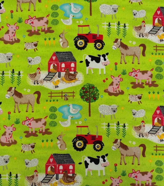 Farm Animals Super Snuggle Flannel Fabric, , hi-res, image 1