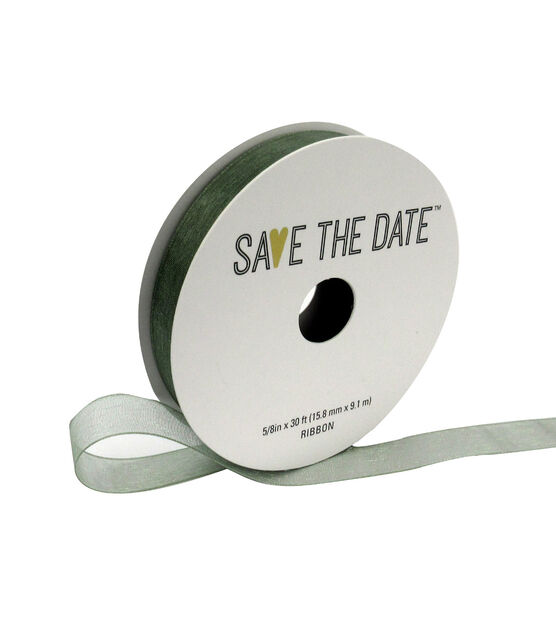 Save the Date 5/8" x 30' Eucalyptus Sheer Ribbon