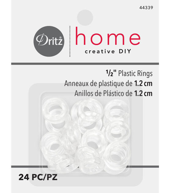 Dritz Home 1/2" Plastic Rings, 24 pc, Clear