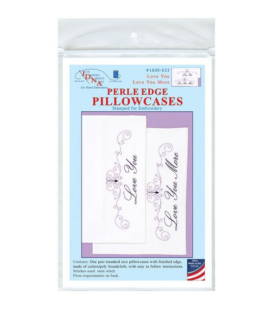 Jack Dempsey 2ct Love You & Love You More Stamped Perle Edge Pillowcases