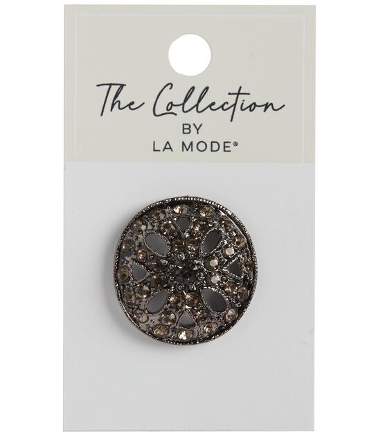 La Mode 1 1/8" Gunmetal Rhinestone Shank Button