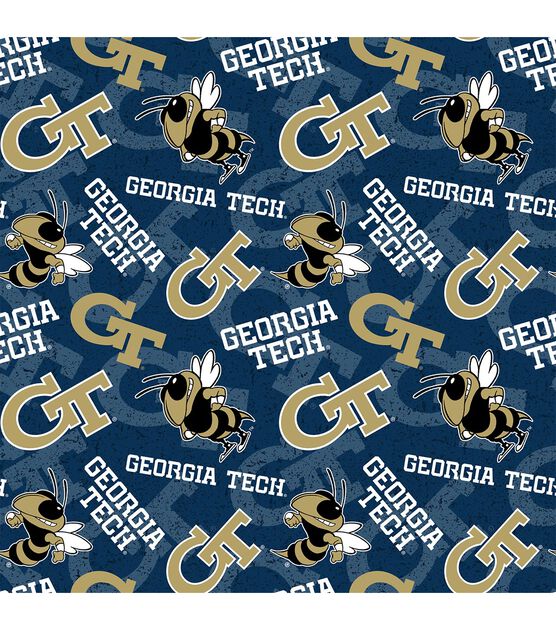 Georgia Tech Yellow Jackets Cotton Fabric Tone on Tone