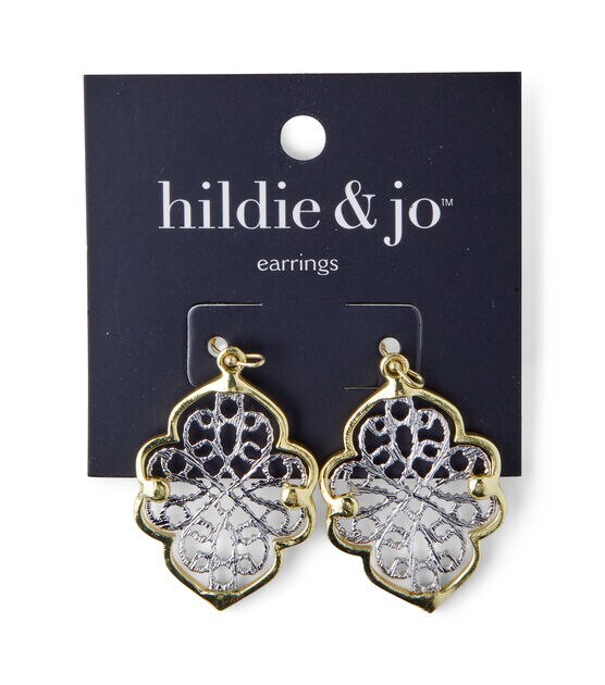 Antique Gold & Silver Cutout Earrings by hildie & jo