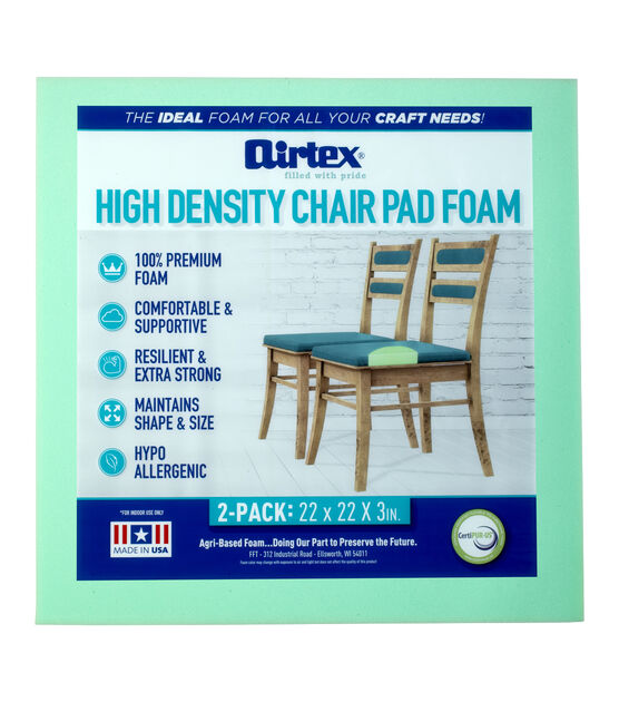 Airtex 3" x 22" High Density Foam Chair Pads 2pk