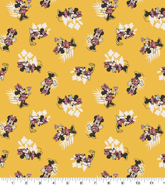 Disney Cotton Fabric Minnie Mouse Traditional Yellow
