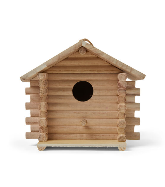 7" Unfinished Wood Log Cabin Birdhouse by Park Lane