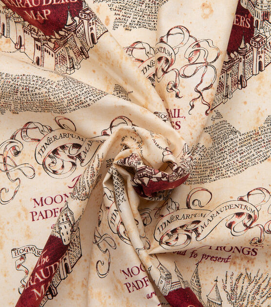 Camelot Fabrics Warner Brothers Marauder's Map on Light Tan Background - 100% Cotton Fabric - Sold by The Yard