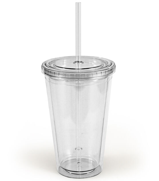 Plastic Tumbler with Straw - Clear - Tumbler Blanks & Drinkware - Crafts & Hobbies