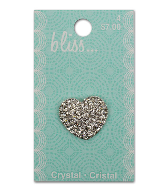 Bliss 7/8" Crystal Heart Shank Button