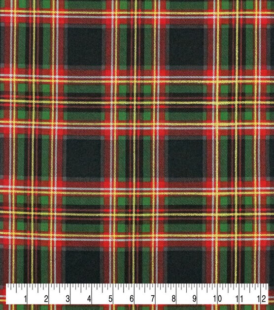 Red & Green Plaid Christmas Cotton Fabric, , hi-res, image 3