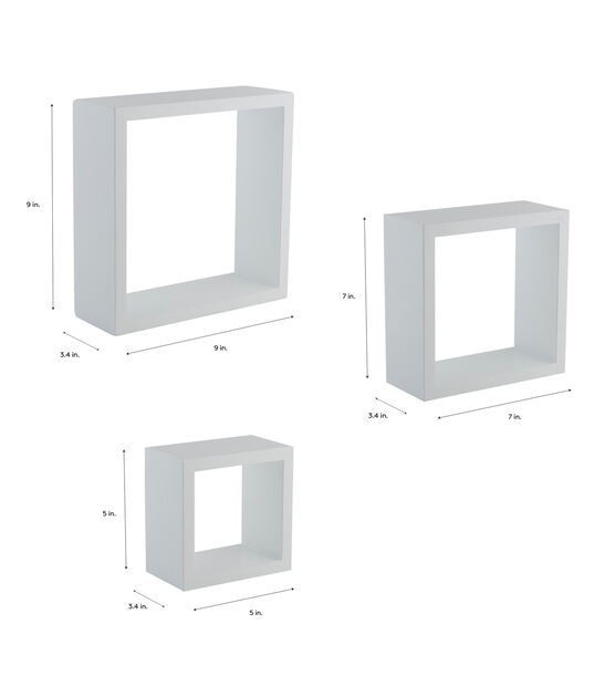 Organize It All 3ct White Wall Cube Shelves, , hi-res, image 4