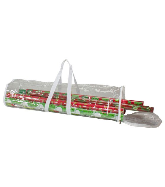 Northlight 30 White and Transparent Christmas Gift Wrap Organizer Bag with Handles