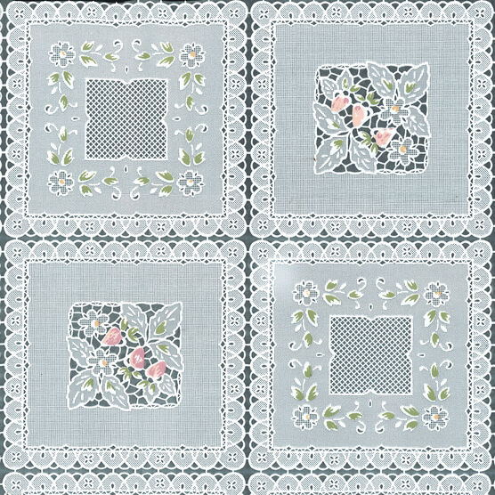 Tablecloth Vinyl 54" Squares Floral White