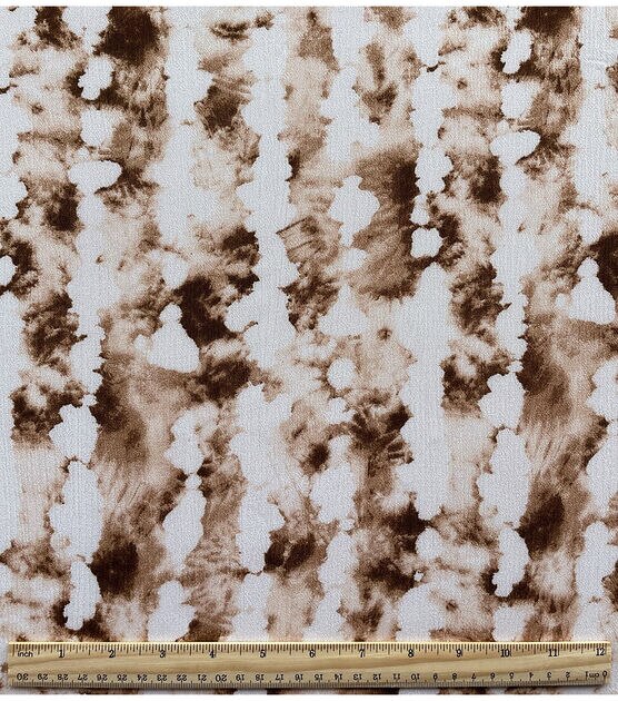 Cream & Tan Tie Dye Crinkle Rayon Fabric, , hi-res, image 2