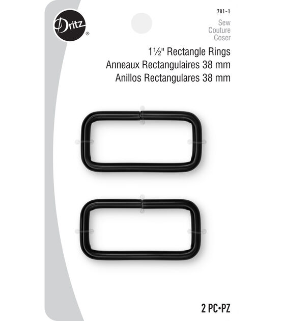 Dritz 1-1/2" Rectangle Rings, Black, 2 pc, , hi-res, image 1