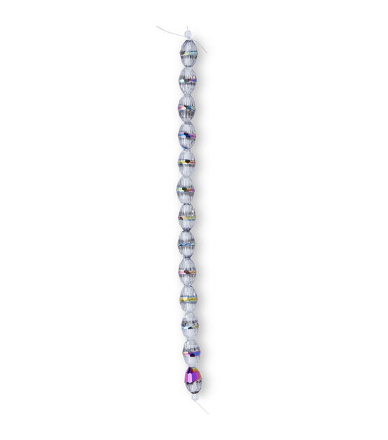 7" Clear & Rainbow Faceted Crystal Glass Strung Beads by hildie & jo, , hi-res, image 2