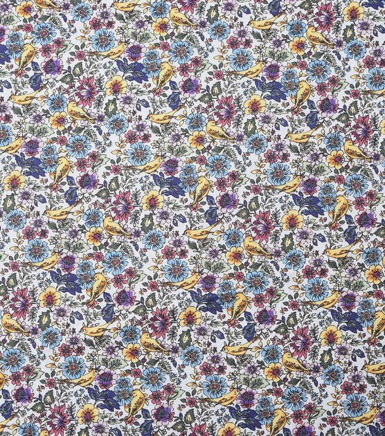 Multicolor Floral & Birds Quilt Cotton Fabric by Keepsake Calico