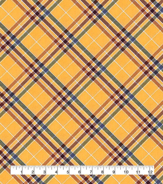 Fall Mustard Plaid Bias Super Snuggle Flannel Fabric, , hi-res, image 2