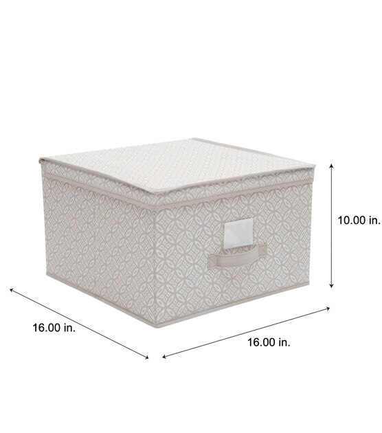 Simplify 16" x 10" Gray Boho Storage Box With Handle, , hi-res, image 2