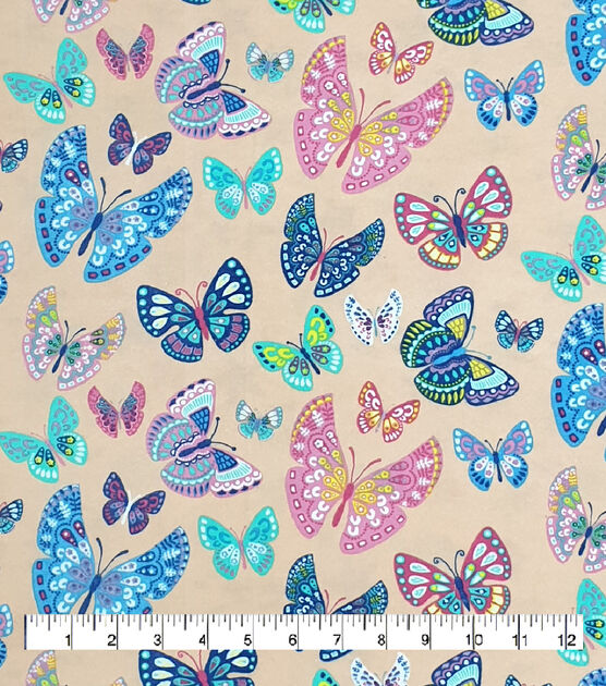 Butterfly On Orange Super Snuggle Flannel Fabric, , hi-res, image 2