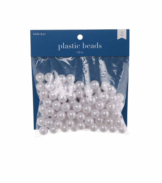 12mm White Plastic Pearl Beads 110ct by hildie & jo