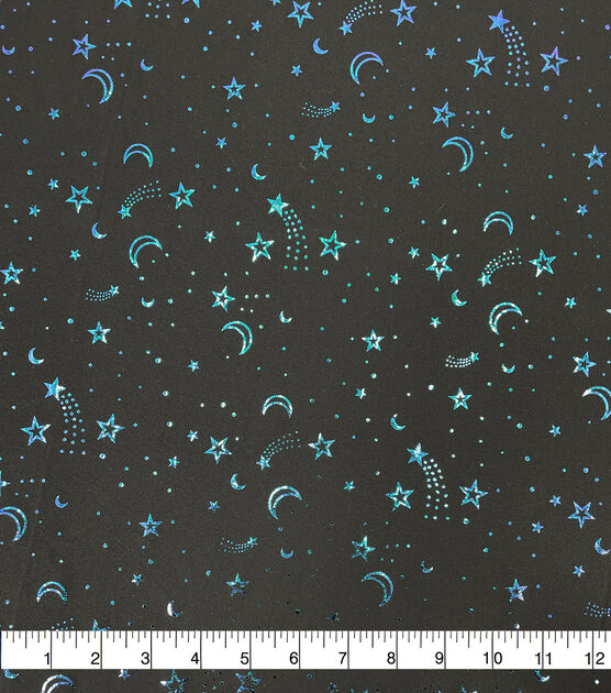 The Witching Hour Iridescent Foil Moon/Stars Poly Span Halloween Fabric, , hi-res, image 4